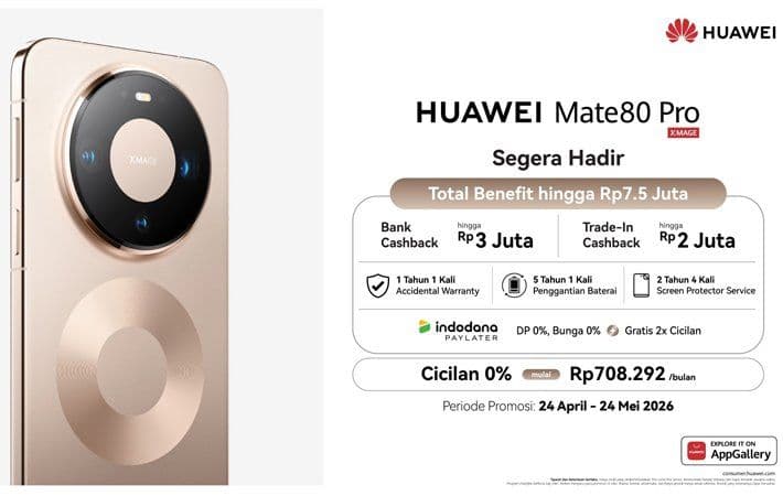 Promo Huawei Mate 80 Pro, Bonusnya Capai Rp7,5 Juta