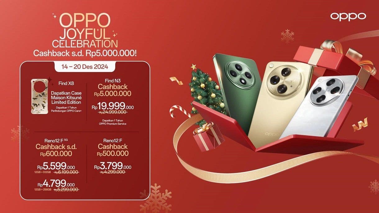Promo Akhir Tahun OPPO, Cashback hingga Hadiah Eksklusif