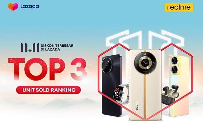 realme Raih Posisi Top 3 di Festival Belanja Online 11.11 Lazada