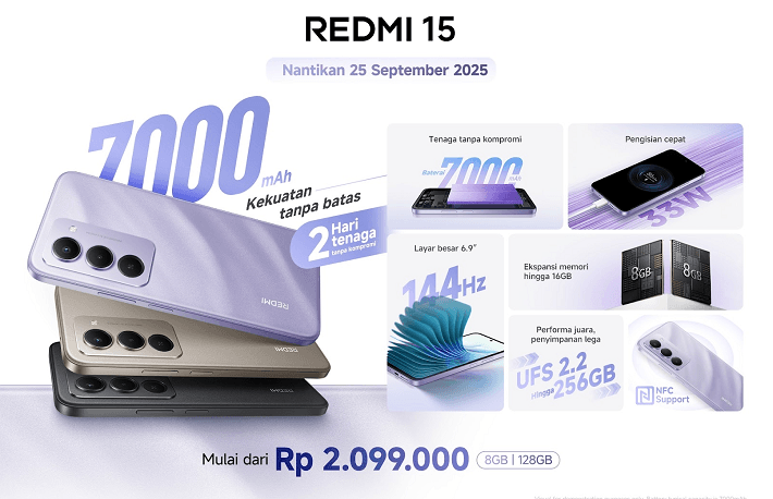 Redmi 15 Hadir dengan Baterai Besar di Harga 2 Jutaan