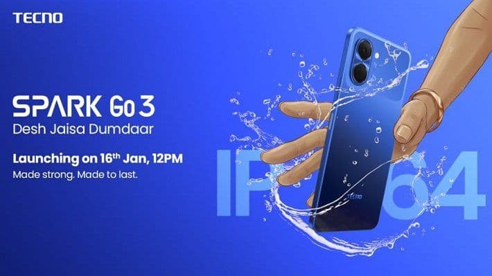 TECNO Spark Go 3 Siap Meluncur, Andalkan Ketahanan Fisik IP64