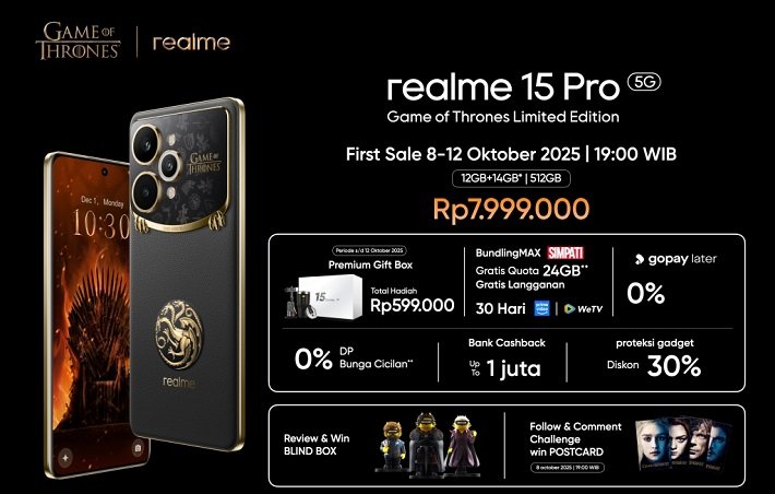 Harga realme 15 Pro Game of Thrones Limited Edition