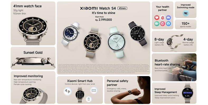 spesifikasi Xiaomi Watch S4 41mm