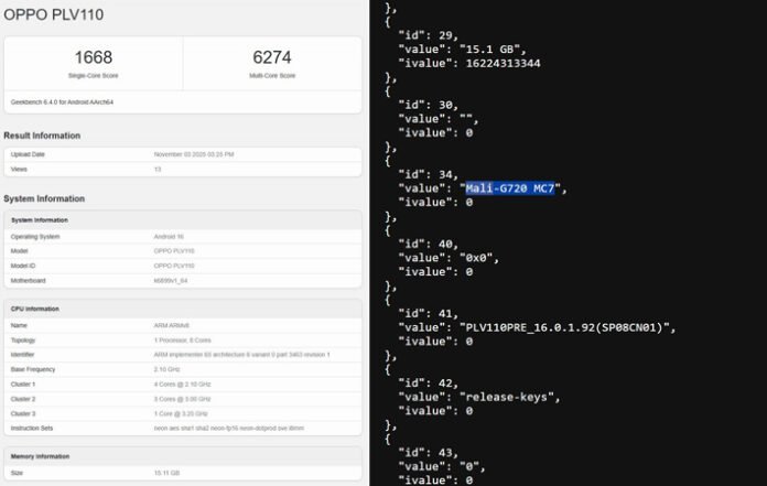 oppo reno 15 geekbench