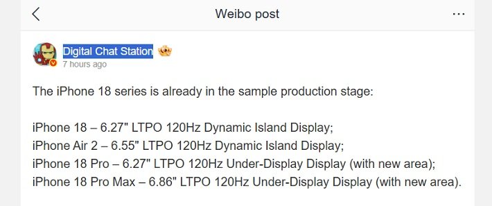 Bocoran Layar iPhone 18